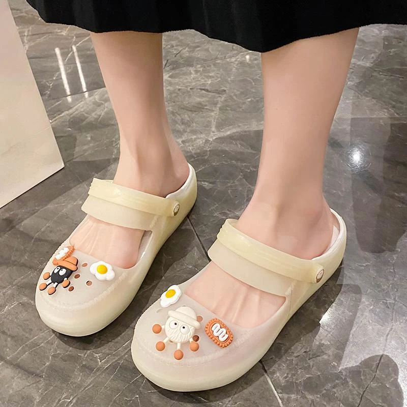 2025新款洞洞鞋女半拖百搭时尚外穿室内包头凉拖鞋懒人鞋沙滩鞋女