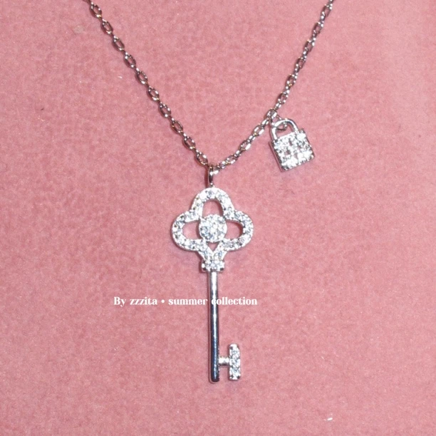 合金项链 Honey Dairy·少女日记～甜心百搭简约闪钻钥匙小锁项链