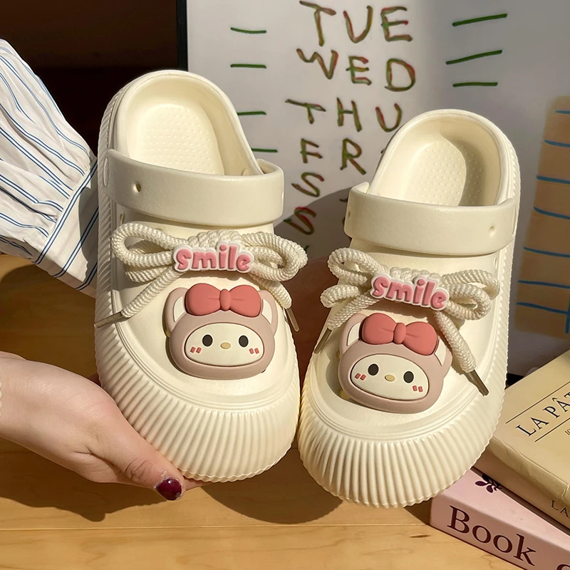 耍鞋 可爱厚底洞洞鞋女生夏季外穿包头拖鞋防滑软底踩屎感凉拖鞋