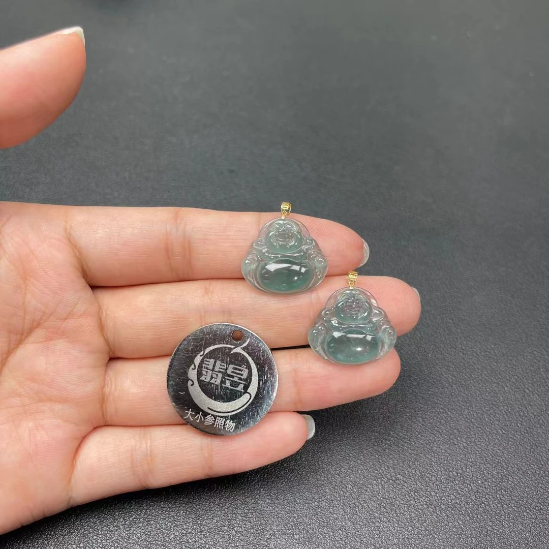 翡昱-N03-35426-63-天然A货翡翠吊坠18k金扣/多样性发其一D