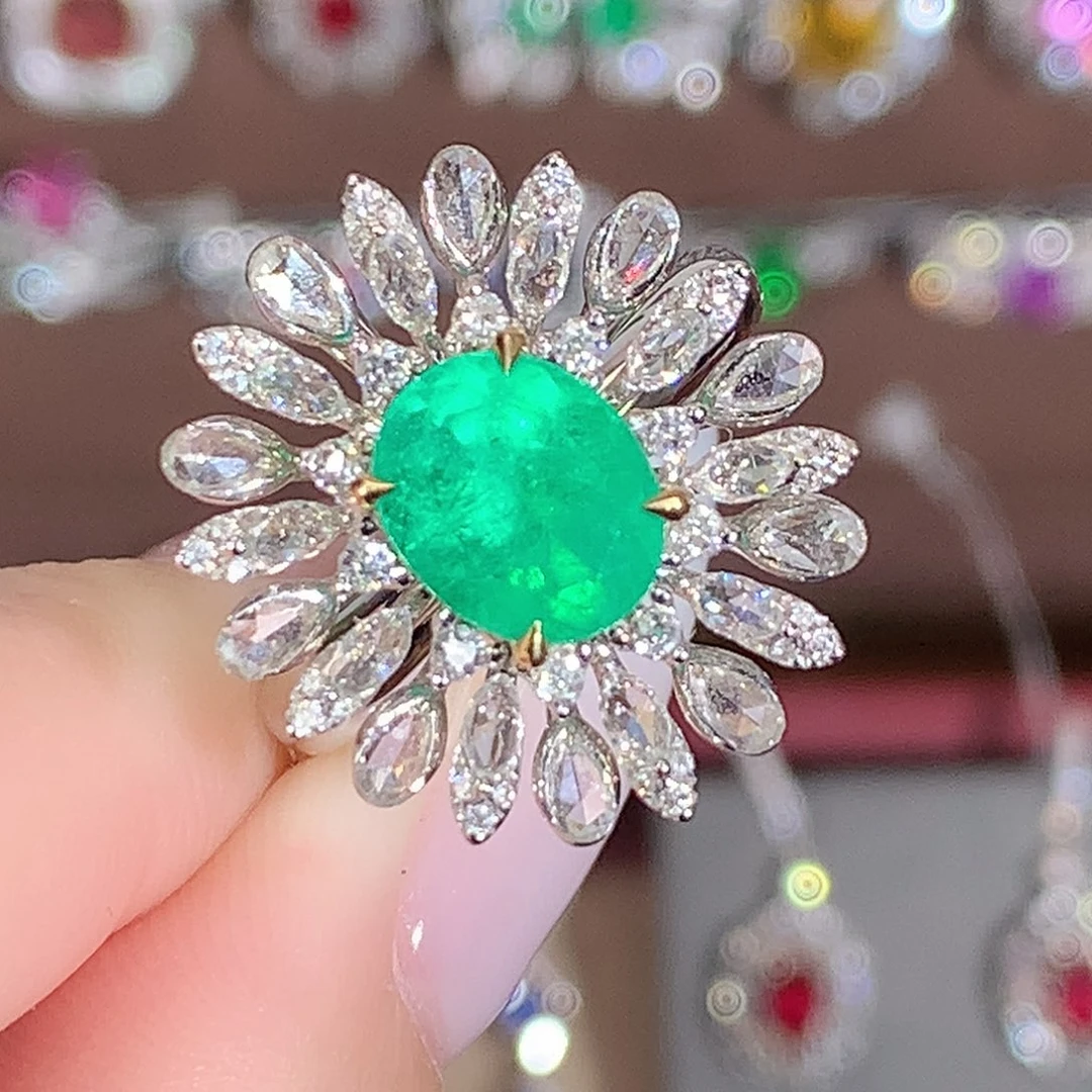 18K金镶嵌戒指祖母绿1.81ct/天然宝石/七天无理由