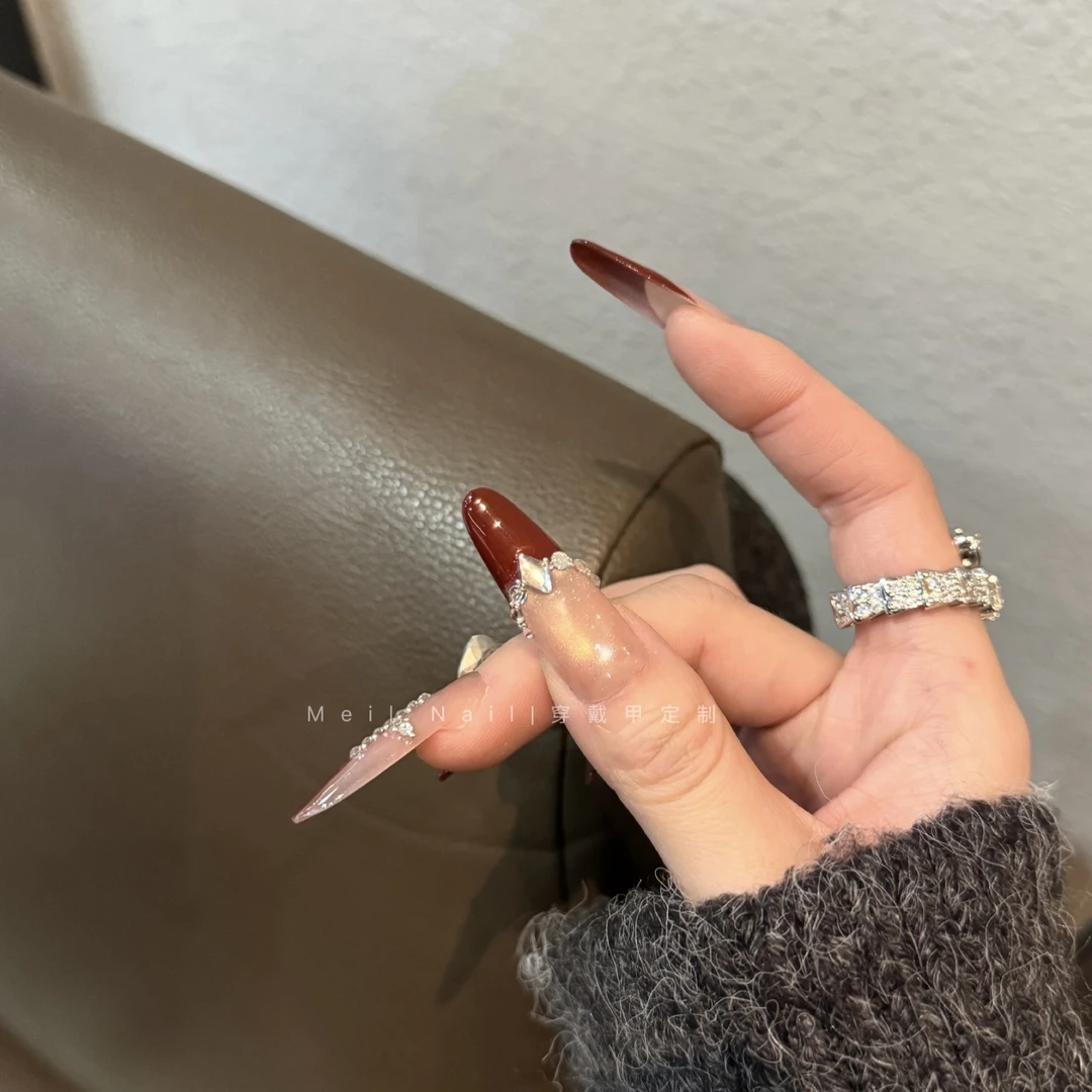 「红中」MeiL |33 加长椭圆 纯手工穿戴甲 /可拆卸