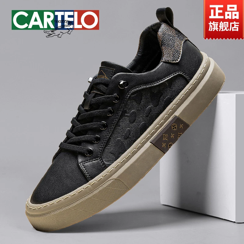 CARTELO/卡帝乐鳄鱼板鞋男高级感一脚蹬男鞋秋季时尚百搭休闲板鞋