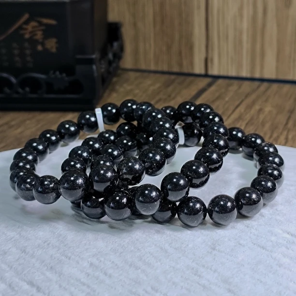 【书记甄选】天然黑发晶单圈手链 多样性发一件 约10mm 1777BB