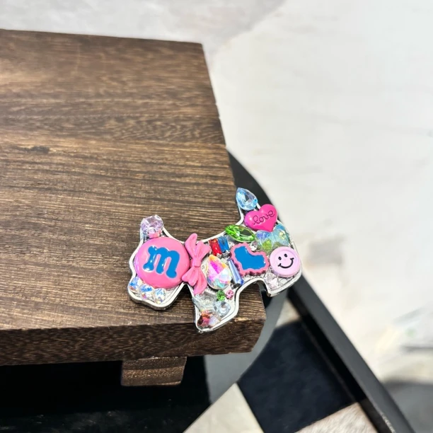 小狗M字母笑脸发夹FJ1211（一个）