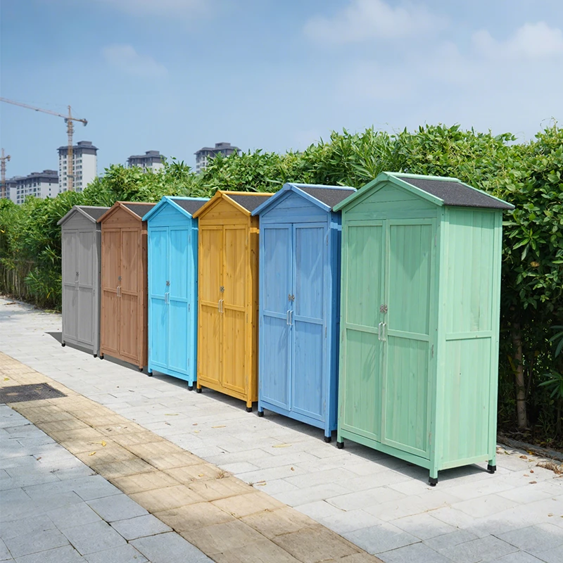 收纳柜收纳储物柜实木家用杂物别墅简约防雨置物柜加固储藏双开门