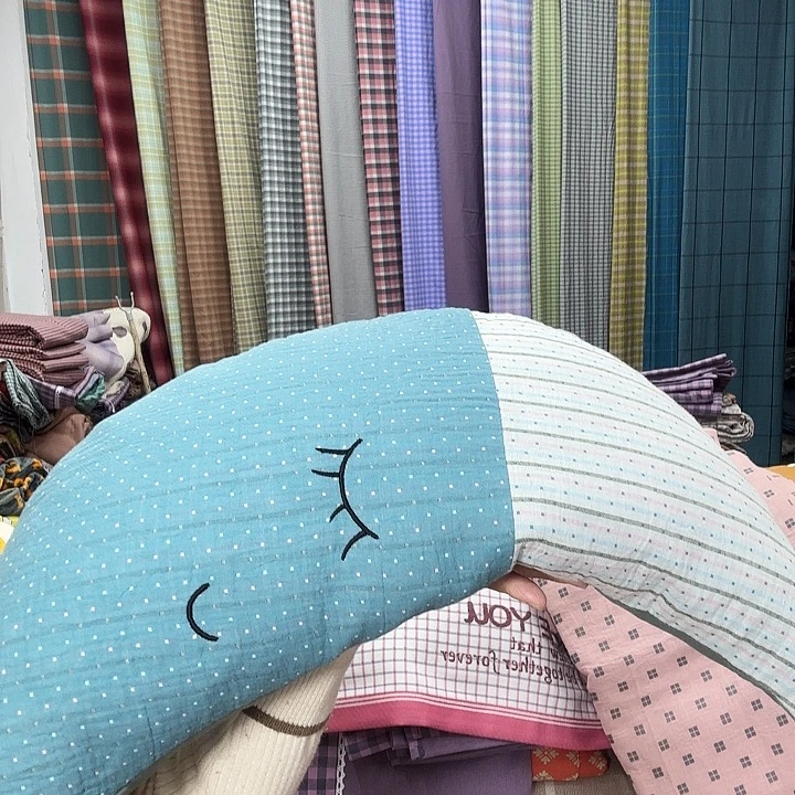 棉月亮枕蓝色纯棉