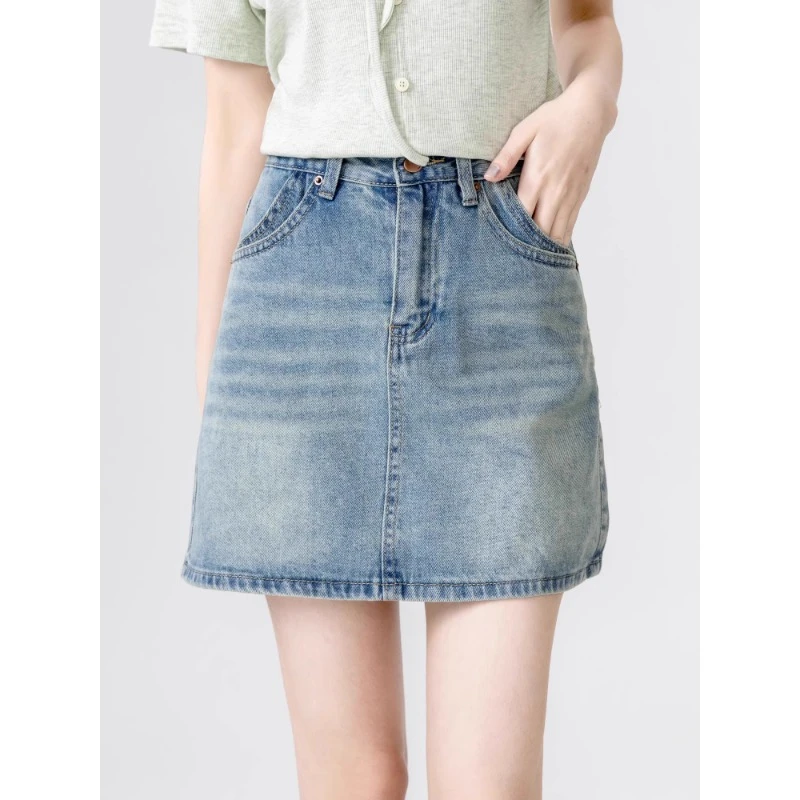 韩版高腰牛仔裙半身裙女款爆款2025新款短裙显瘦遮肚子藏肉A字裙