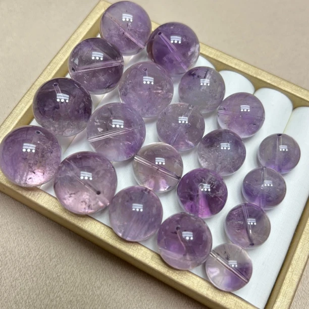 【晶澜月】W095天然水晶 冰透紫水晶通孔单珠 多样性发其一