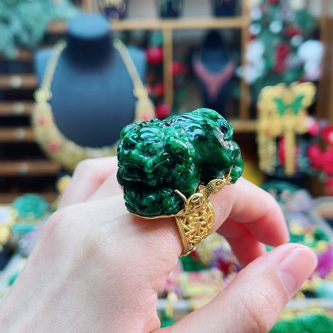 银S925镶嵌戒指翡翠周****）48小时鉴赏期1