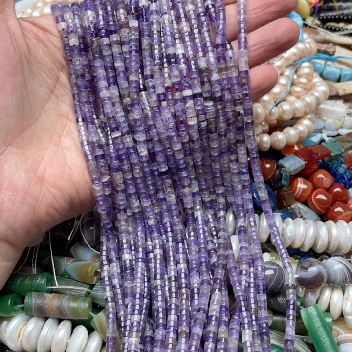 玛瑙/玉髓合金珠宝半成品一条4mm紫水晶剁珠