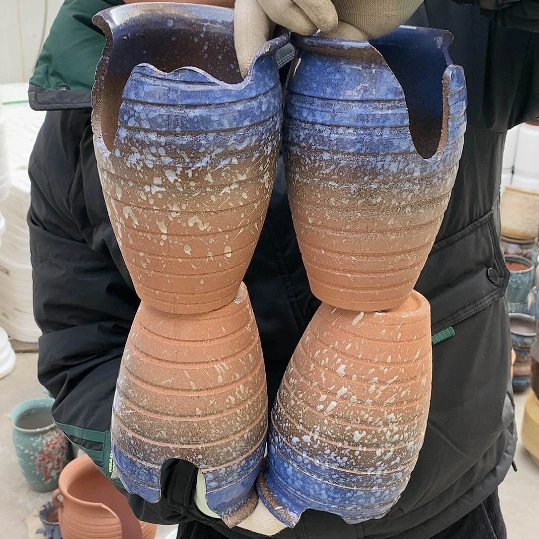 紫砂花盆瑕疵口13高18