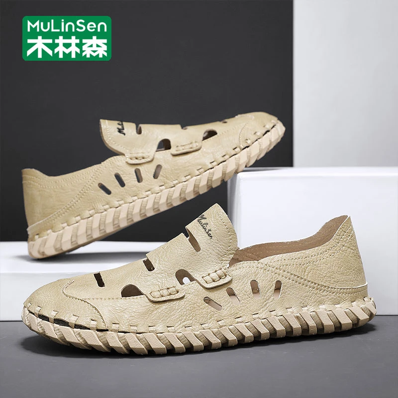 木林森男士沙滩鞋2025新款夏季外穿开车户外软底防滑耐磨包头拖男