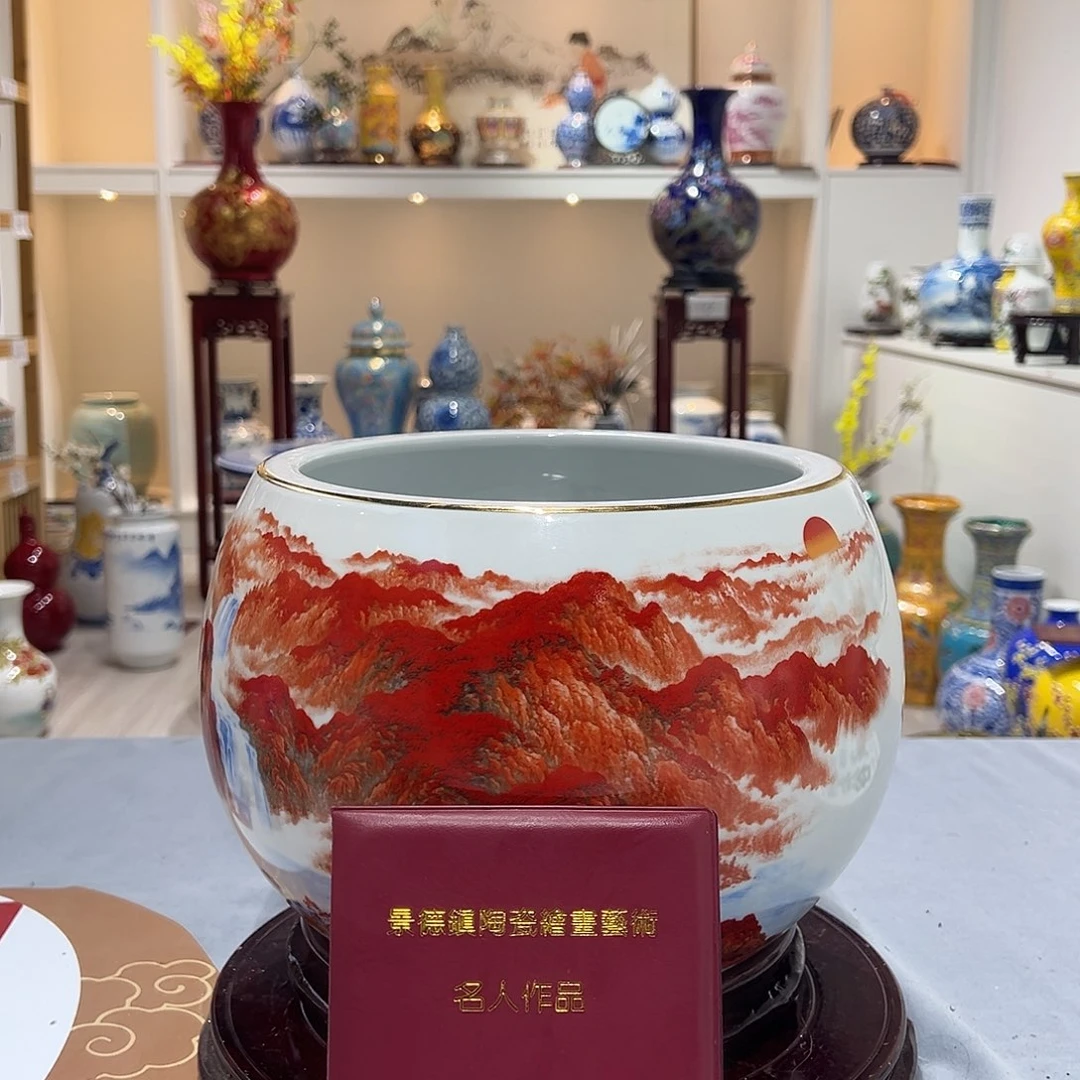 摆件陶20cm鸿运当头聚宝盆