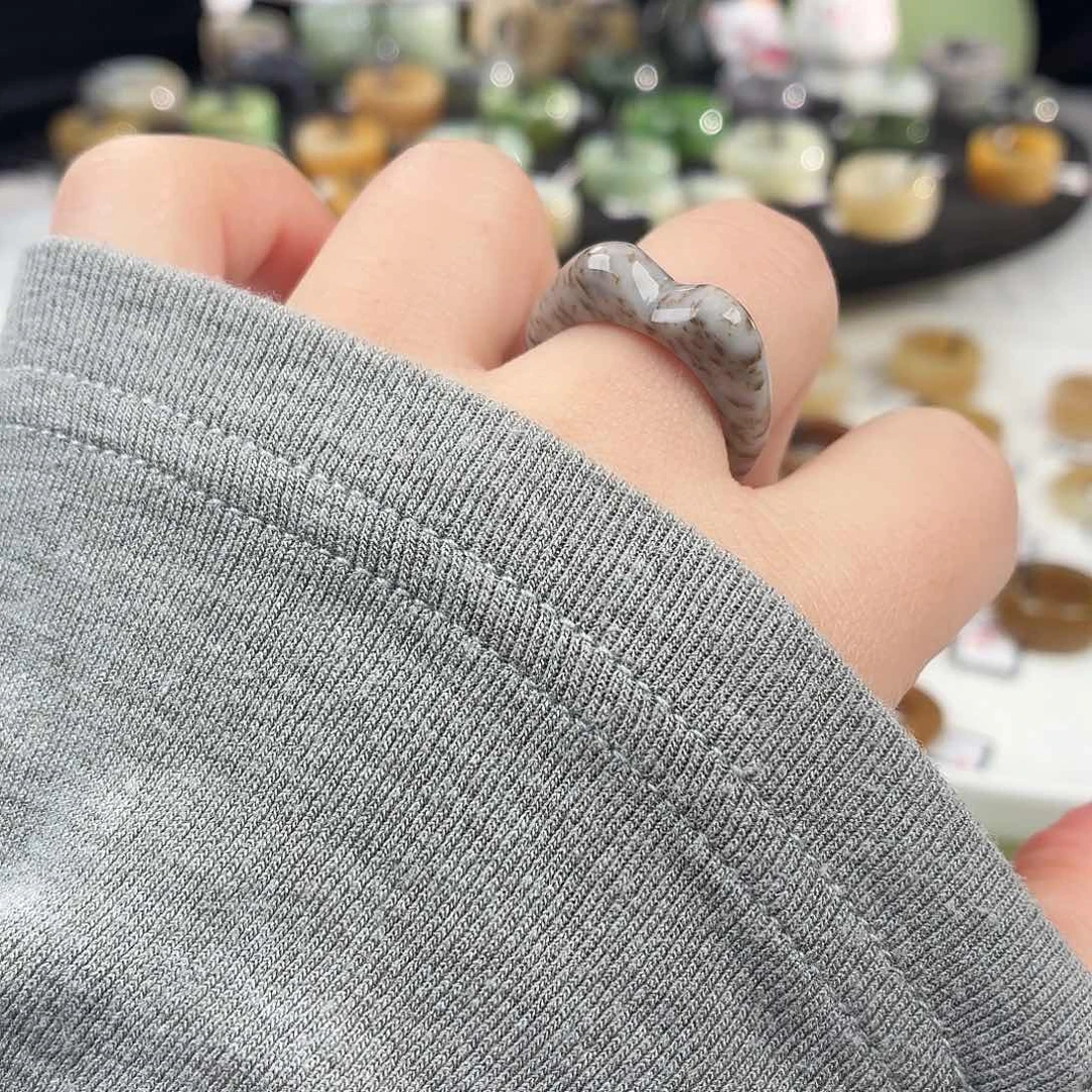 和田玉未镶嵌戒指S15豹纹猫耳18.3