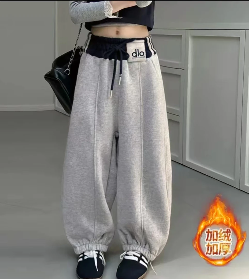 【立体加绒】2025男女童加绒时尚冬季简约百搭防寒宽松卫裤上学神裤