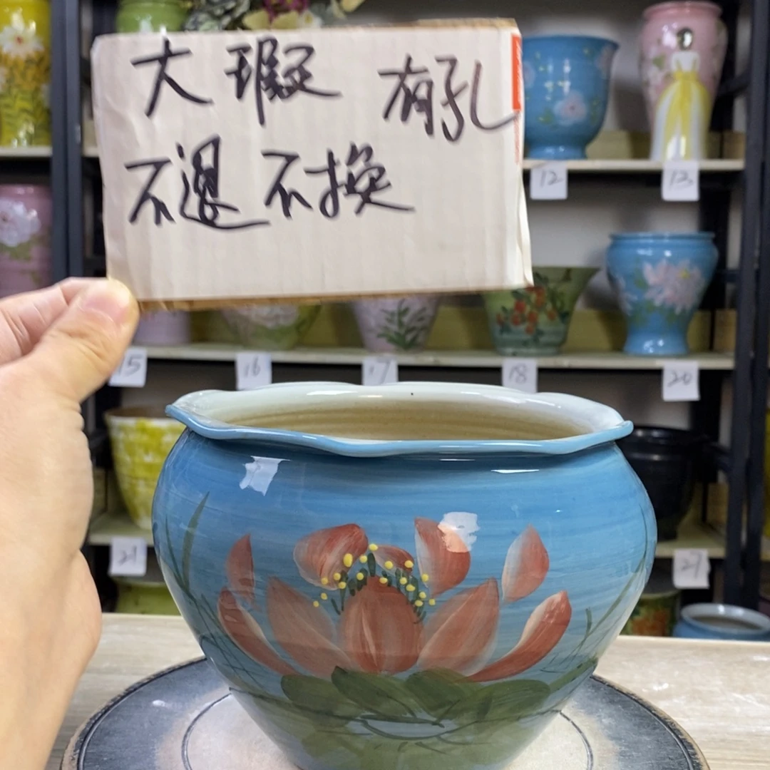 景德镇手工手绘陶瓷花盆