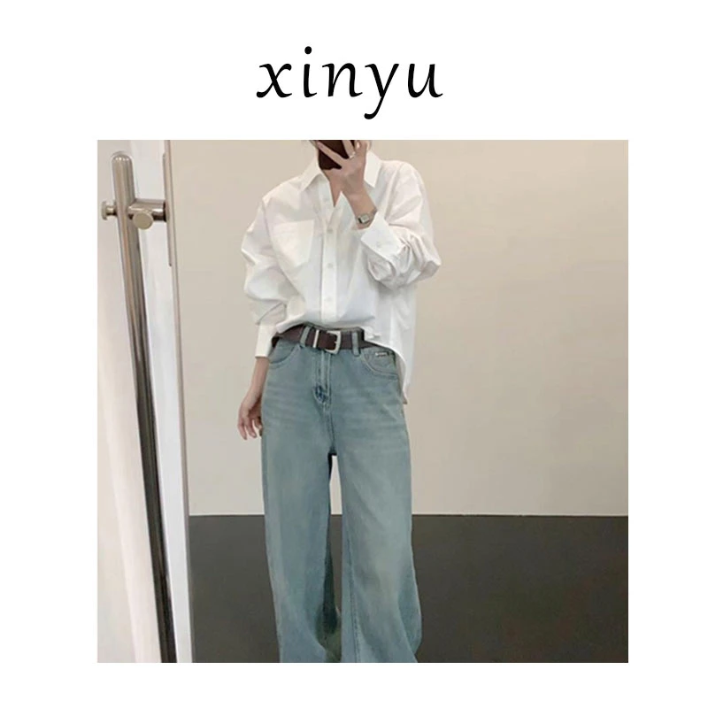 简约口袋衬衣春季韩系百搭休闲简约衬衣女纯色衬衫