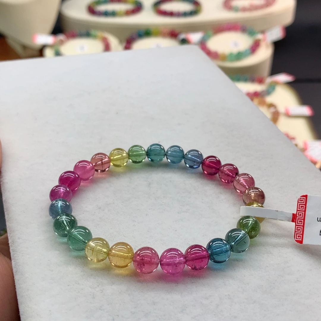 【闪购商品】手链未镶嵌碧玺艳丽色标单圈7.2