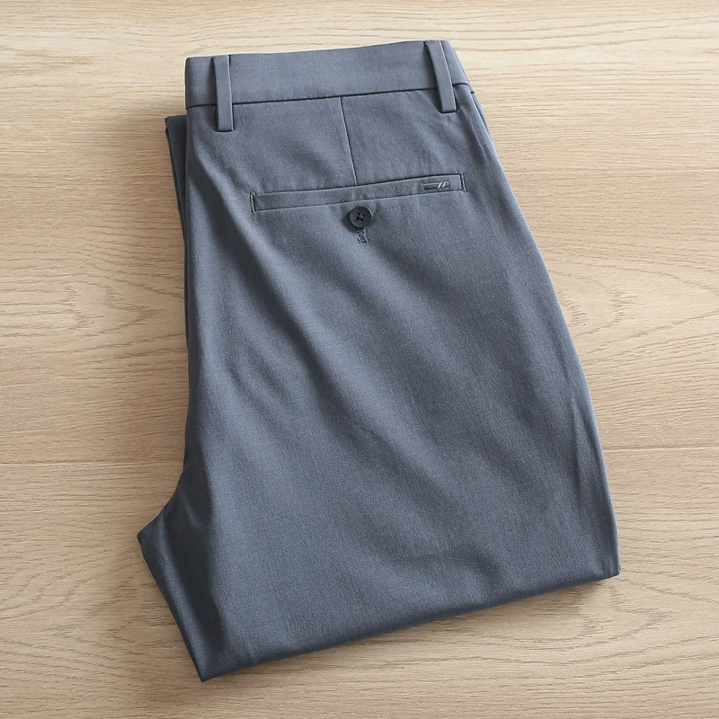 显气质H系撤柜男裤速干男士休闲裤夏季薄款中年爸爸灰色直筒裤