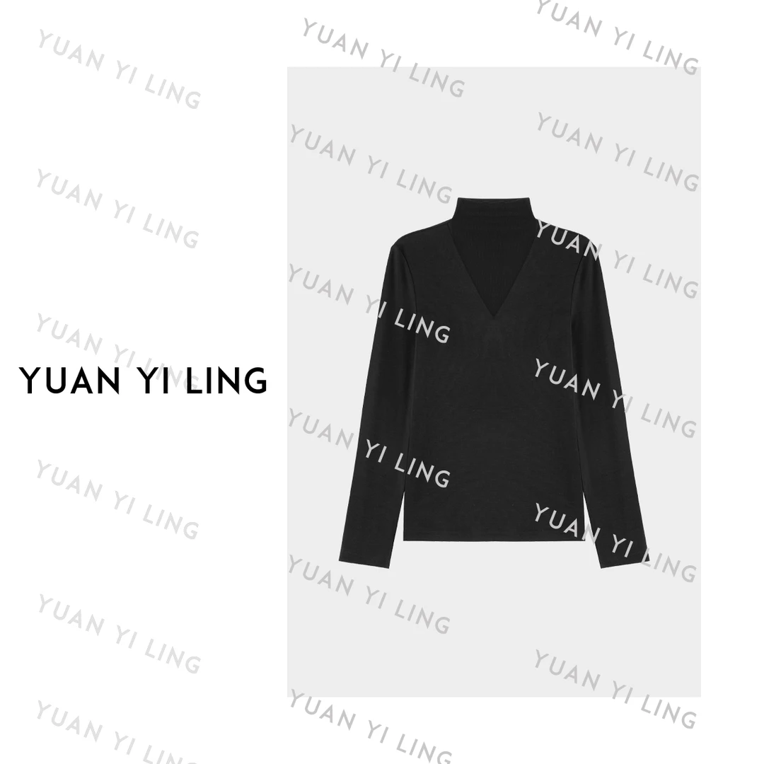 袁艺灵【拉菲日记】25秋季新法式优雅兰精莫代尔网纱半透中领打底衫