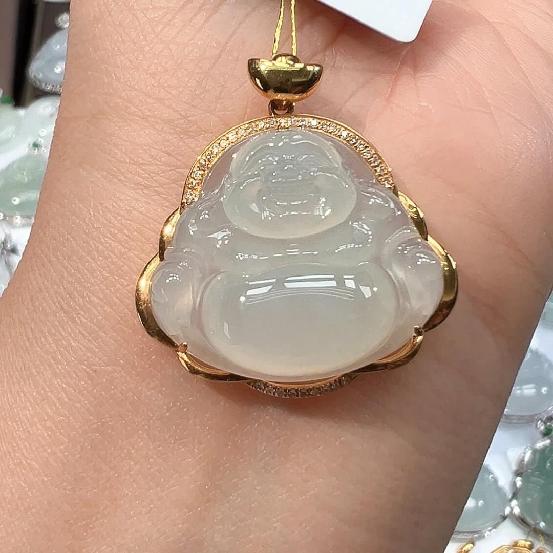 翡翠18K金镶嵌吊坠(不含链)1479