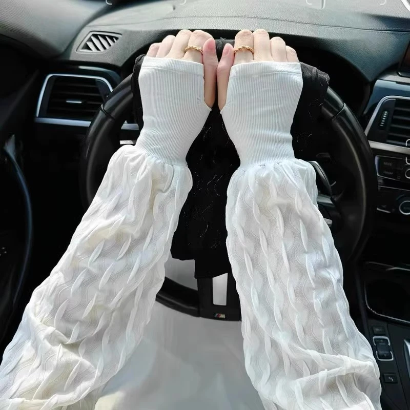 2025新款好品质防晒冰袖女夏季罗口宽松加大户外骑行冰丝套袖E422