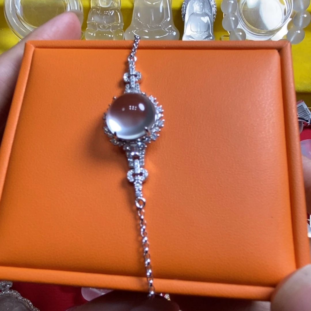 石英质玉银S925镶嵌吊坠(不含链)