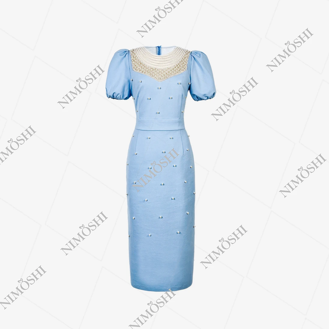 NIMðSHI【莎莎】新款复古包臀气质显瘦气质中长款礼服连衣裙Q1238