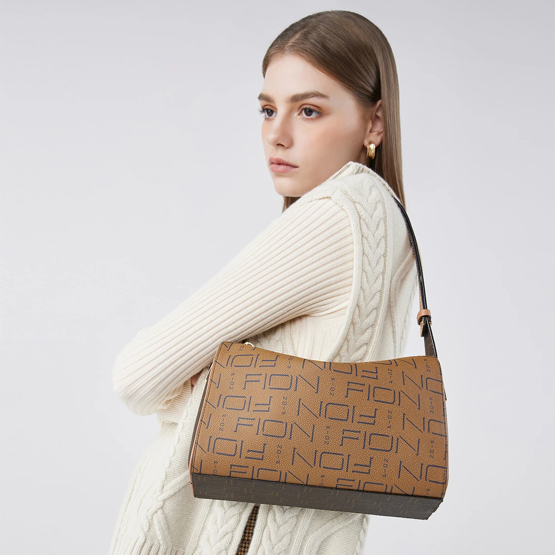 【情人节礼物】菲安妮经典百搭印花吐司包单肩包斜挎女包FAAFIFS302