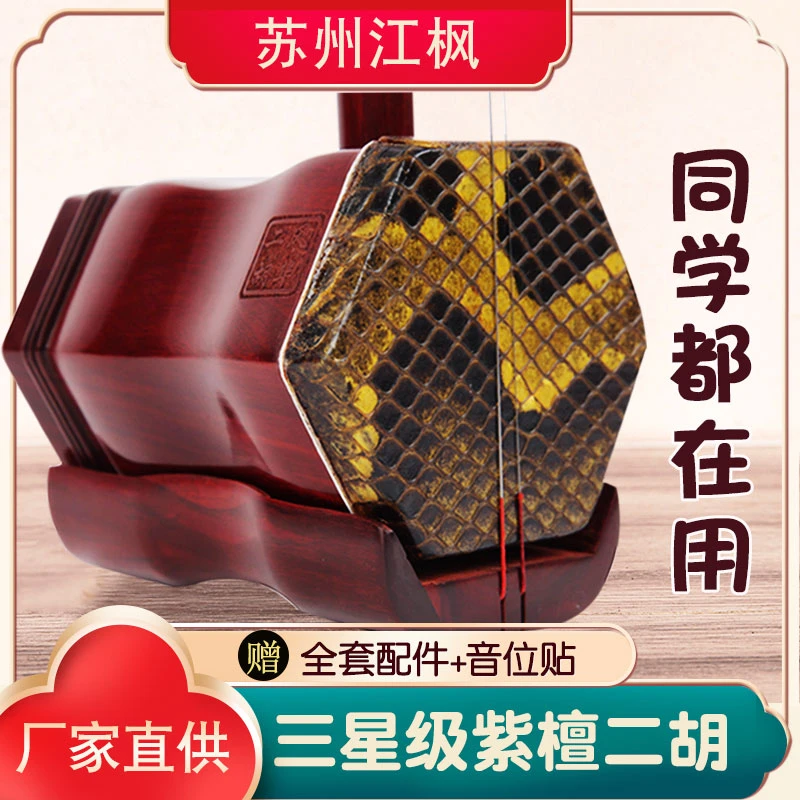 江枫苏州二胡乐器厂家直销三星紫檀专业演奏成人儿童初学入门通用