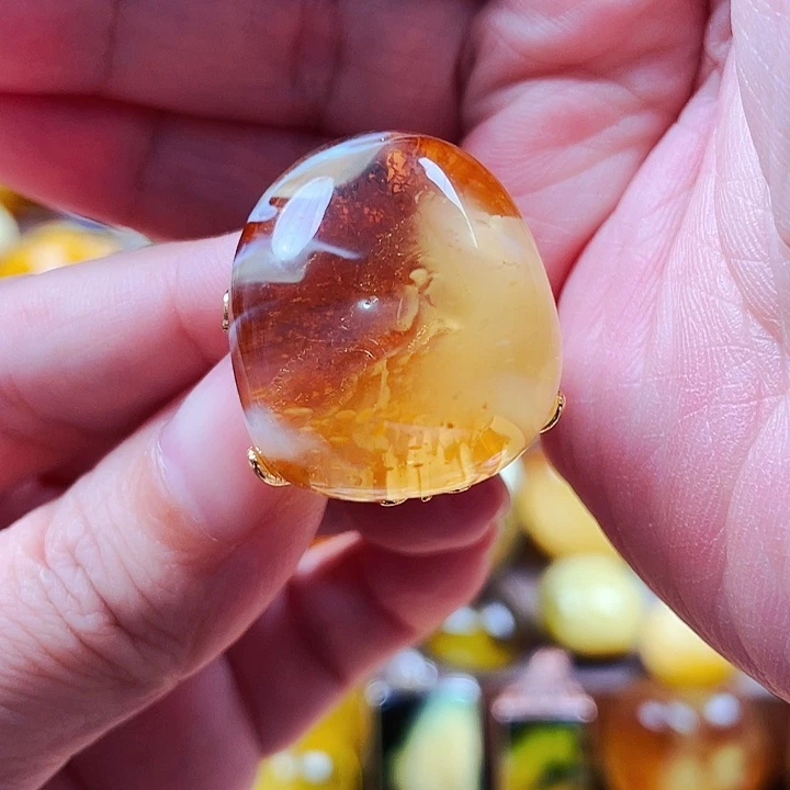 琥珀银S925镶嵌戒指戒指