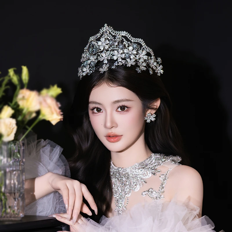合金锆石婚庆饰品 新娘韩系婚礼奢华高级皓石花朵公主皇冠MT0118
