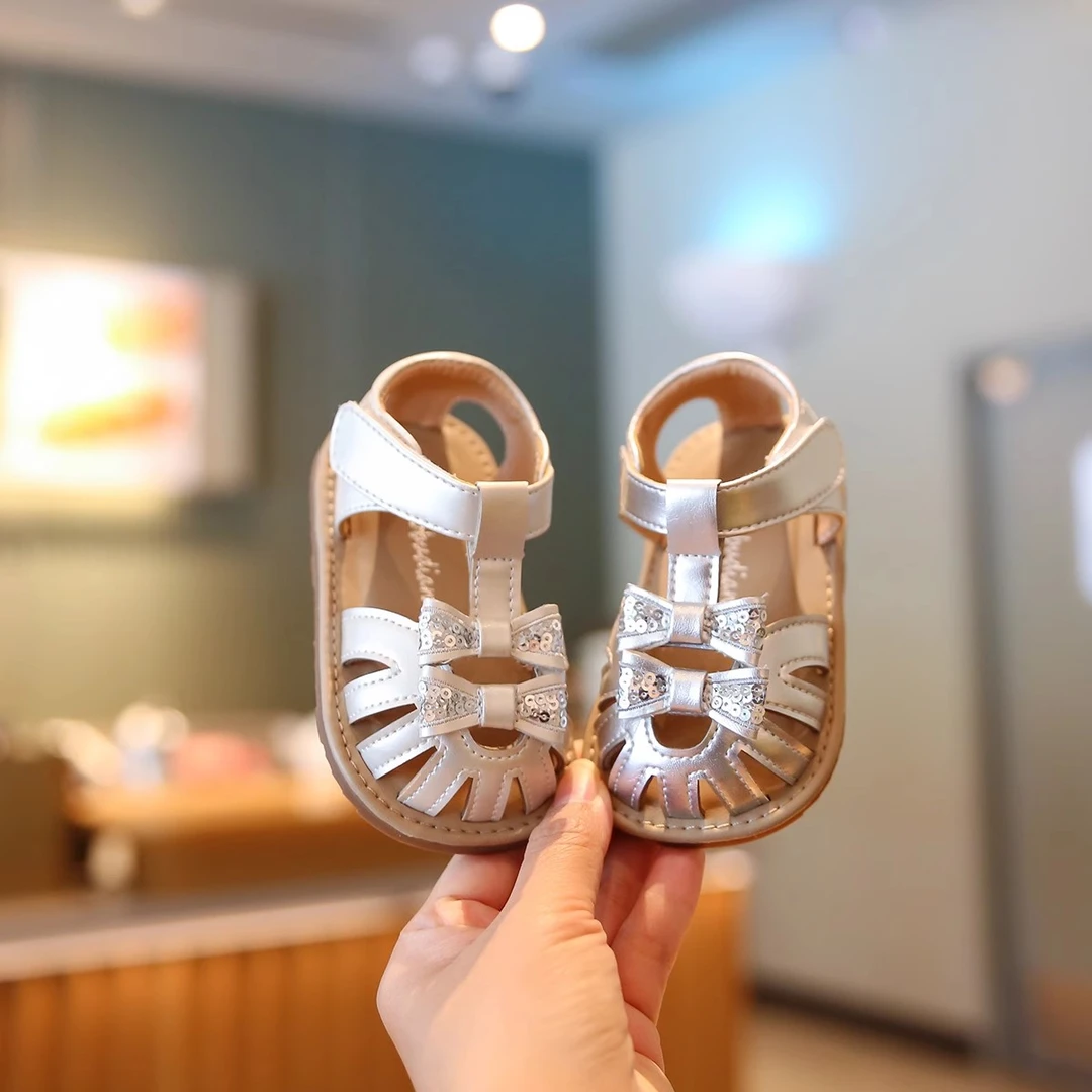 ABC女宝宝凉鞋夏季新款婴儿学步鞋女童小童鞋子软底蝴蝶结公主鞋