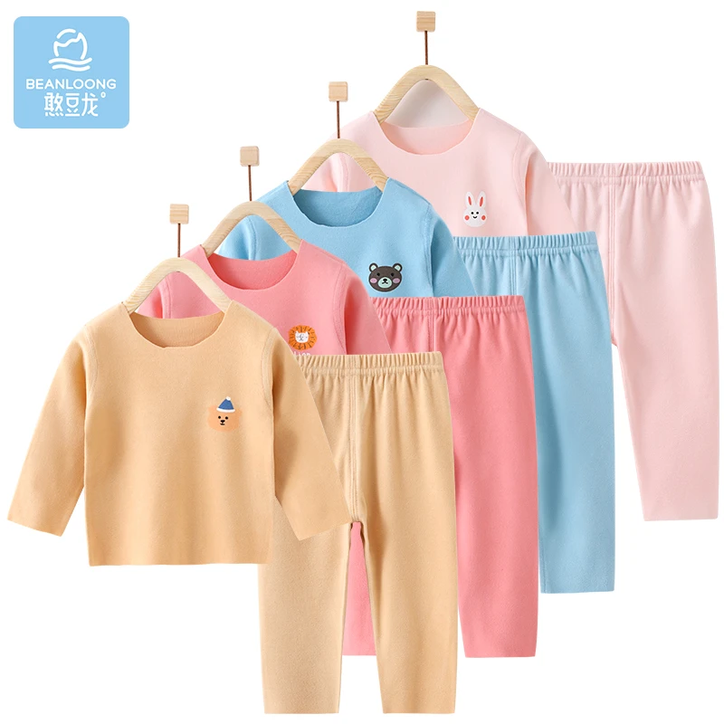 憨豆龙德绒无痕秋衣秋裤套装159420-163420