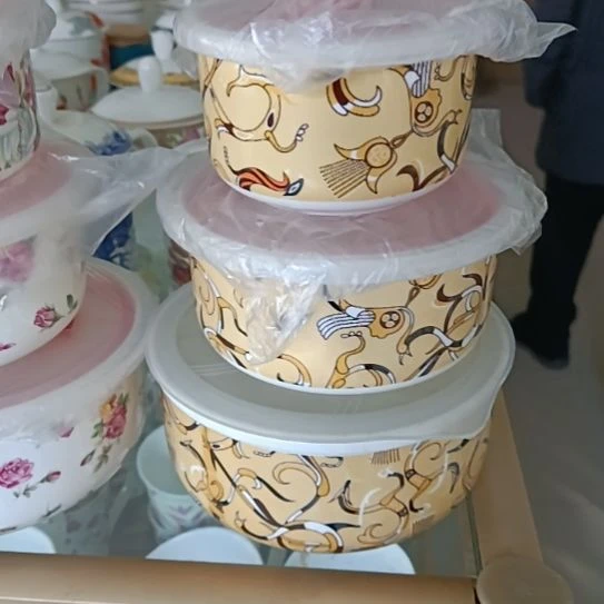 新疆西藏包邮马戏团骨质瓷三件套保鲜碗