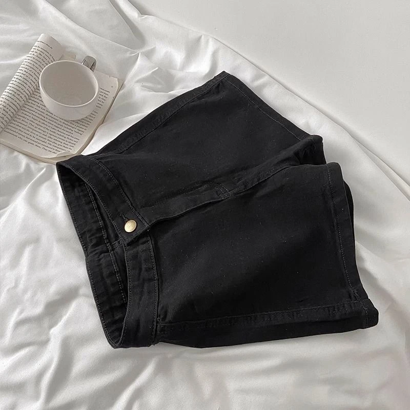 黑色高弹牛仔短裤辣妹热裤女夏新款高腰显瘦百搭修身紧身裤潮ins