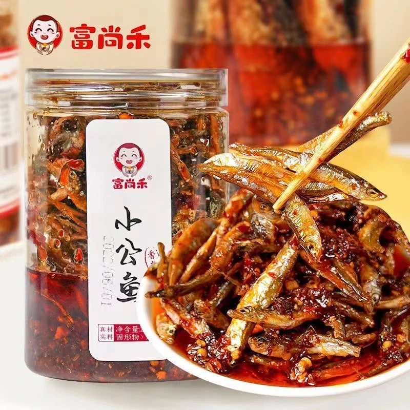 富尚禾香辣小公鱼湖南特产零食下饭菜手撕鱼干即食毛毛鱼沙雕