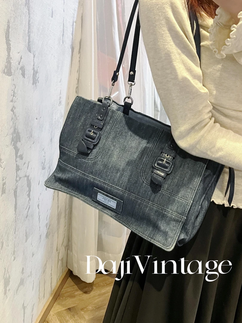 95新 Prada/普拉达 大吉一店/PRADA普拉达蓝丹宁托特单肩包