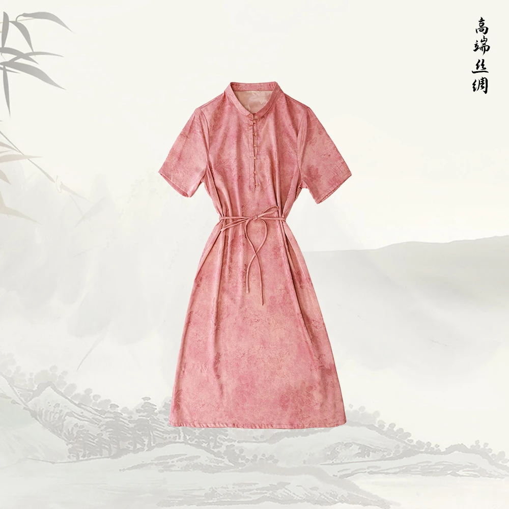 品牌新款百搭碎花圆领宽松印花长裙52191