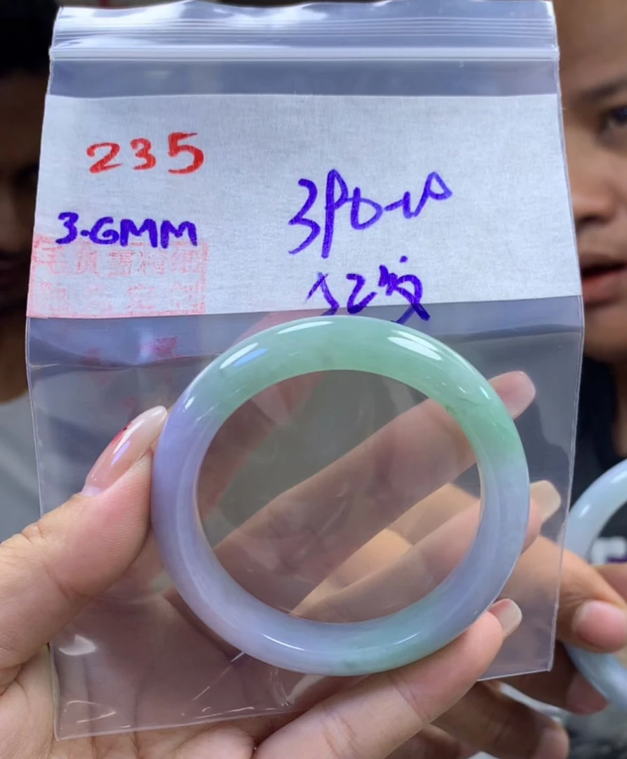 定制翡翠未镶嵌毛货235手镯52纹+396元+拍一发一