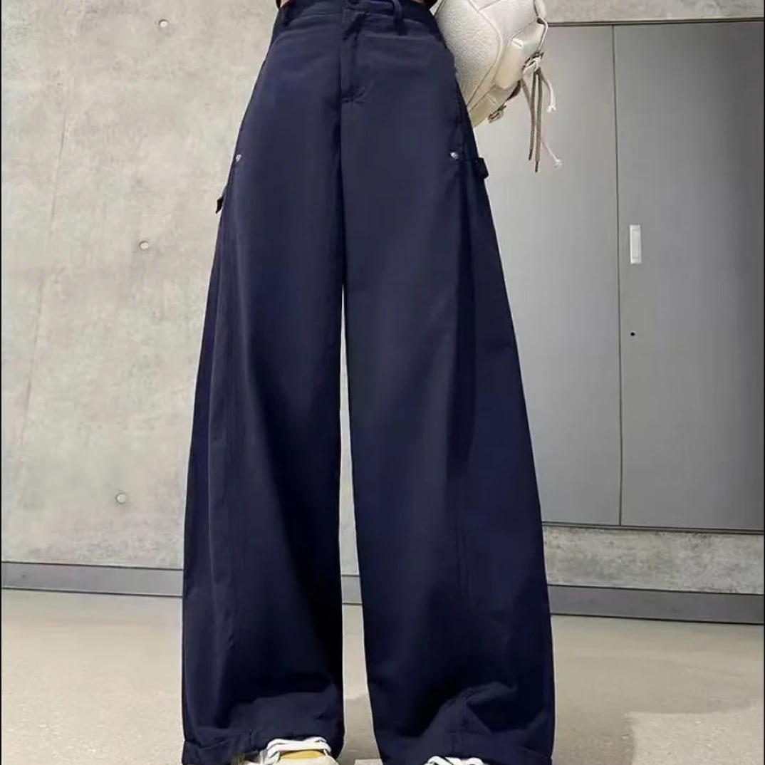 （加大码）美式直筒休闲裤2025早秋新款柳丁设计感显瘦弯刀工装裤