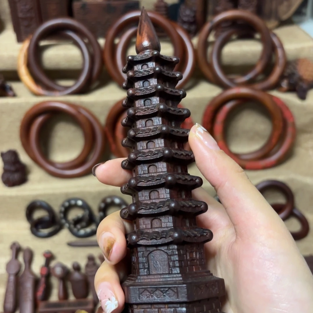 凌***枣木文昌塔9层18厘米