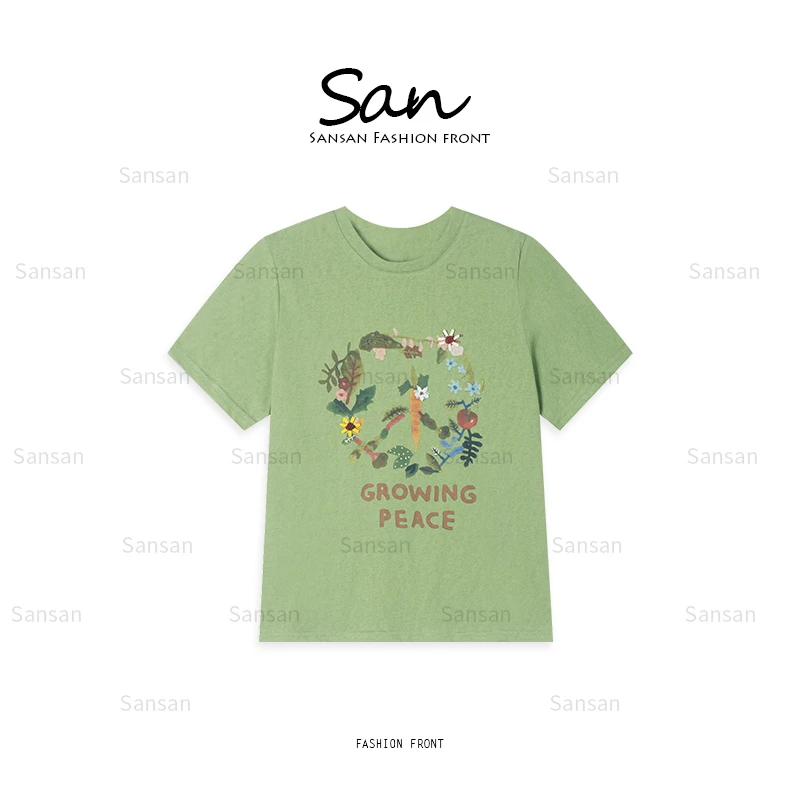 【SANSAN】轻奢显瘦轻奢休闲时尚圆领短袖T恤DY-4705