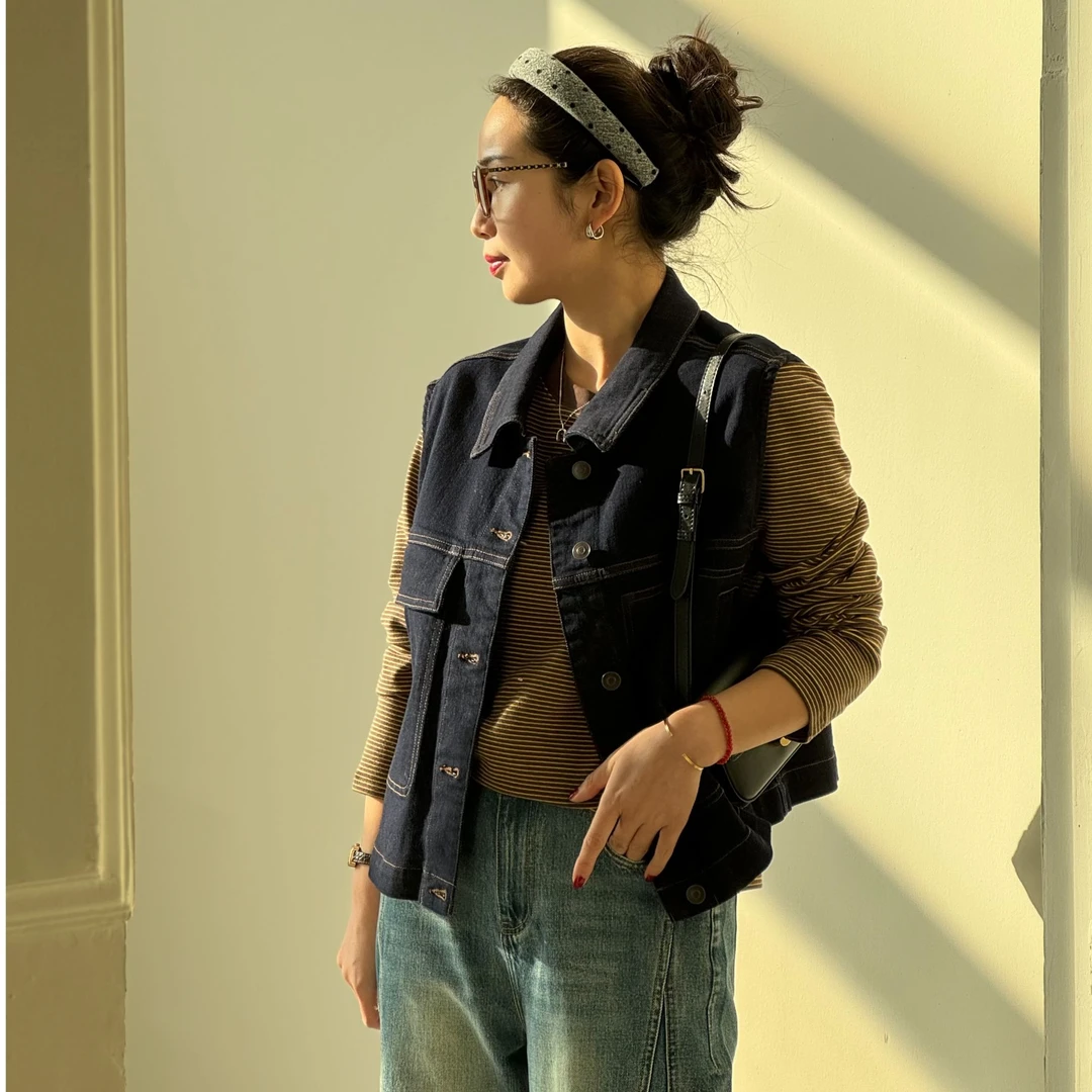 【可可心选】小禾牛仔马甲背心 进口染料 活性染色，不易掉色0140