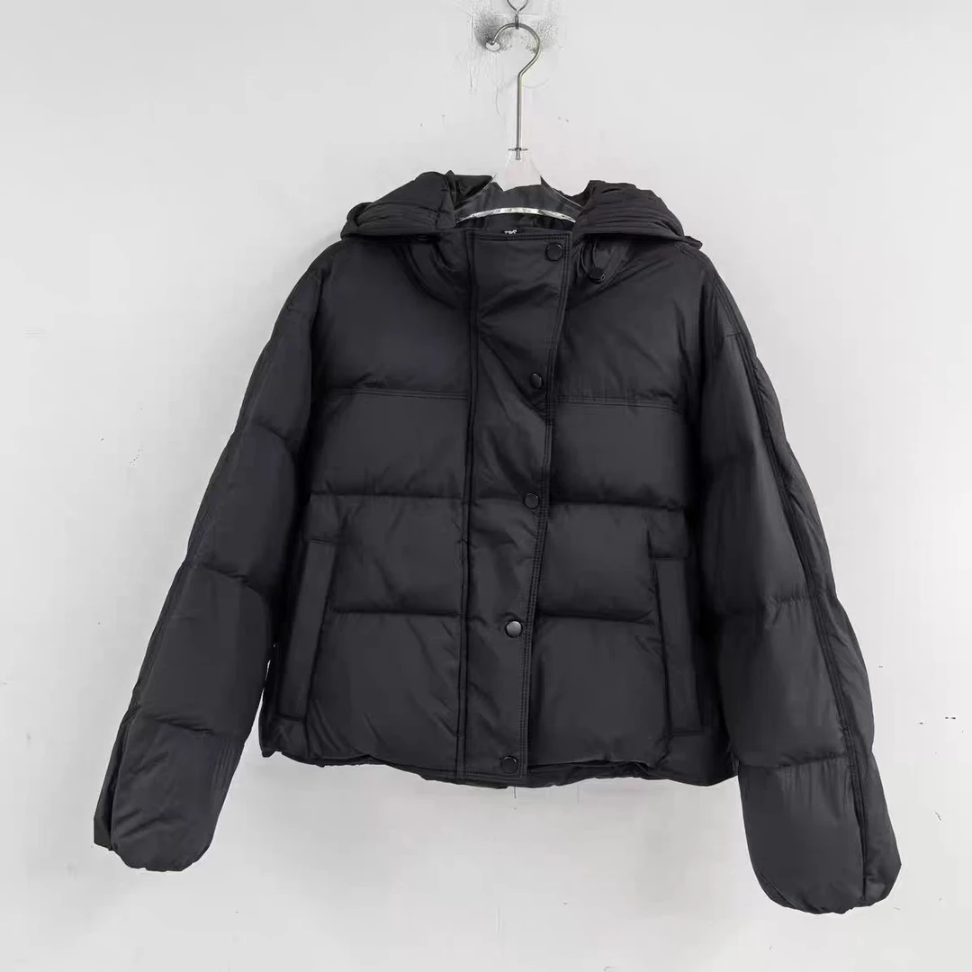 8033时尚休闲连帽白鸭绒宽松冬装2025女新款保暖羽绒服短外套