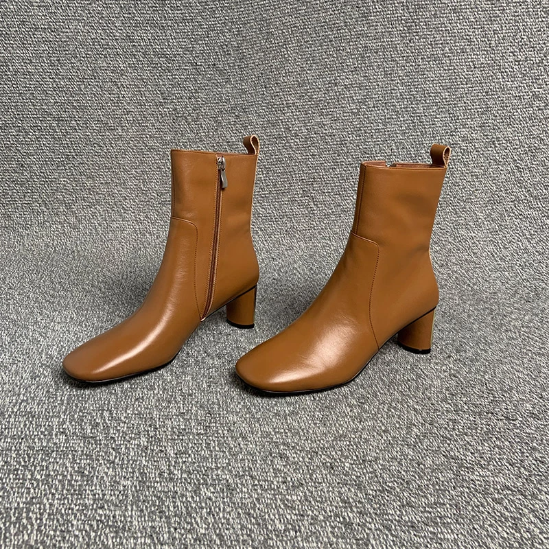露涵思 法式复古秋冬短靴气质瘦瘦靴高跟显瘦春秋单靴短筒小靴子