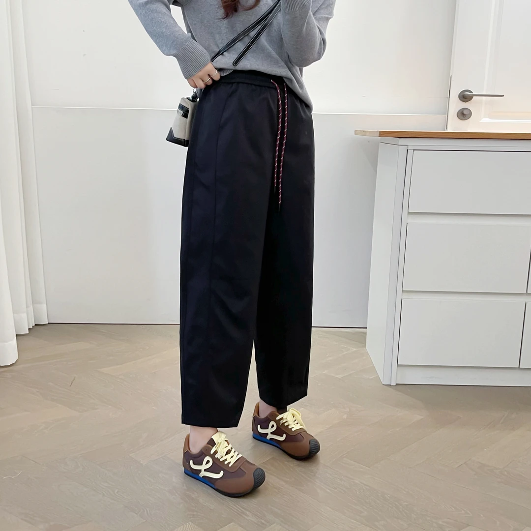 【阿甜大码】大码胖mm系带松紧腰宽松弹力九分秋季哈伦女裤哈伦裤