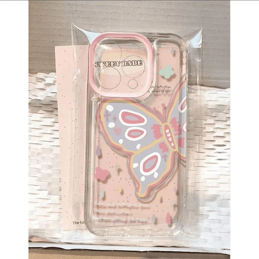 高级绘画蝴蝶适用苹果15PROMAX手机壳iPhone16软壳14全包13防摔12