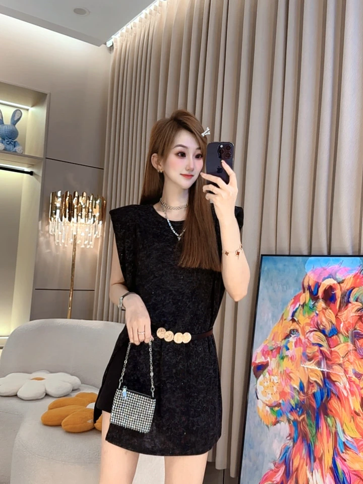 夏季时尚百搭宽松显瘦洋气两片中长款T恤